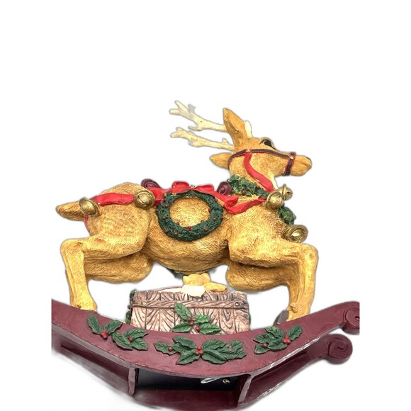 Vintage Hand Painted Christmas Musical Rocking Reindeer Plays Jungle Bells - Picture 10 of 13